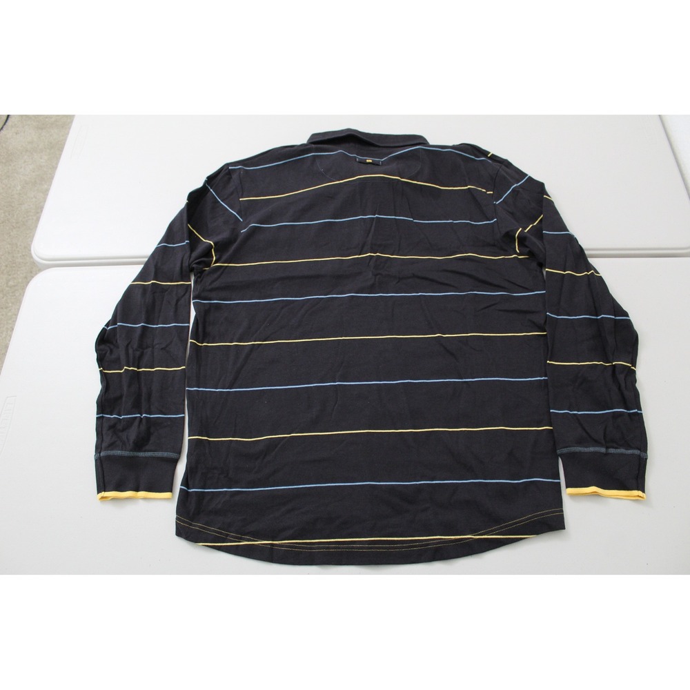 686 Scandal and a Half Mens XL Long Sleeve Polo Shirt Black Striped Cotton Blend